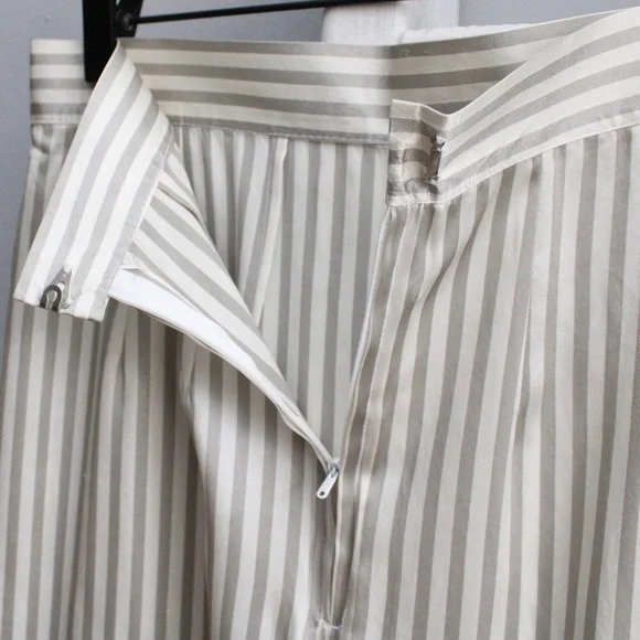 Vintage 80's Handmade White Gray Striped Silk Satin Pencil Skirt Size Small - Picture 7 of 9
